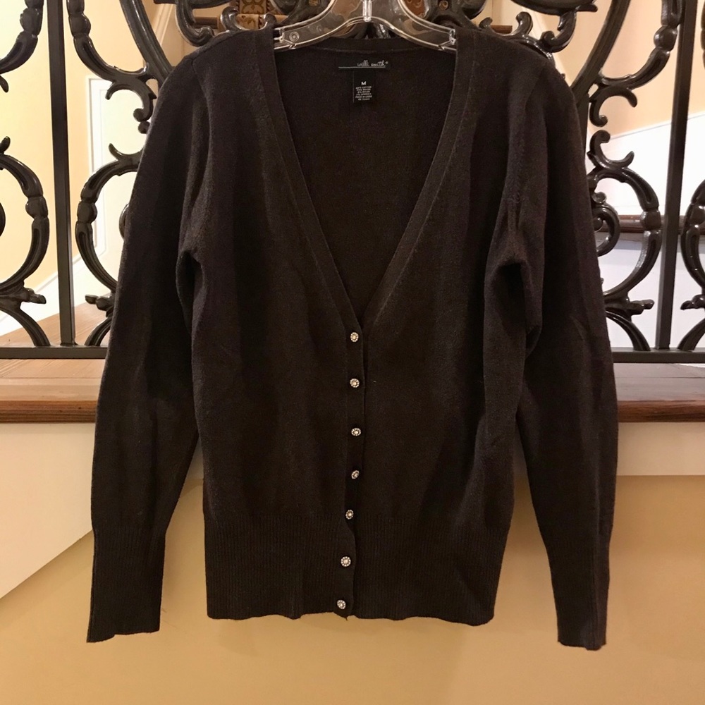 Willi Smith Brown V-neck Cardigan Sweater